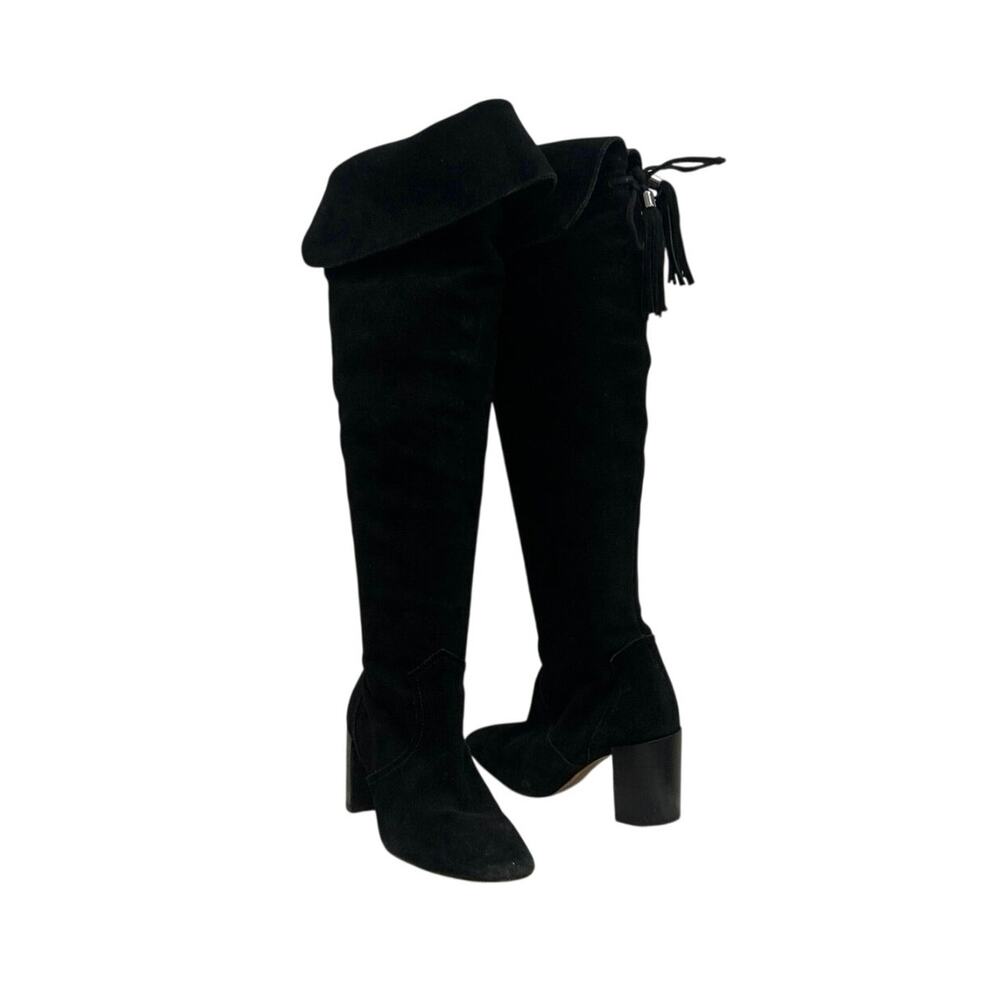 Karl Lagerfeld Paris over-the-knee Boots Western Blk suede block heel Womens 6.5